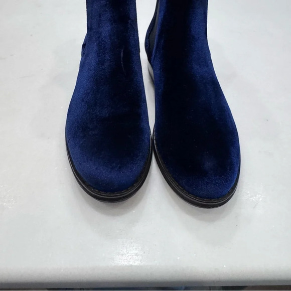 DEL TORO Blue Velvet Boots Leather Soles. Hand Made In Italy Sz 5 Fits Sz 6 - Picture 6 of 12